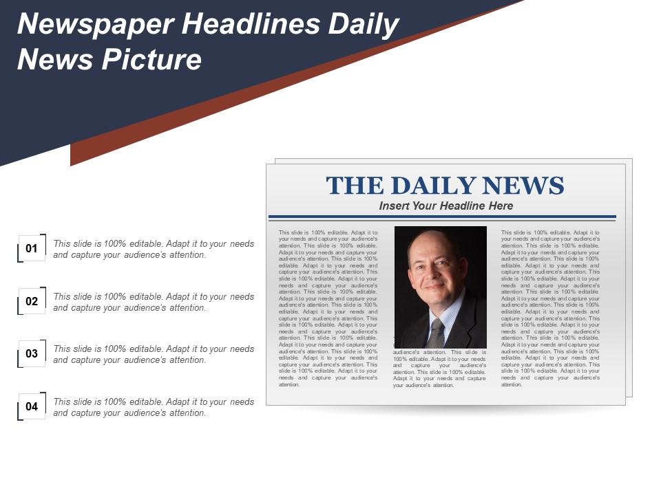 Newspaper headlines daily news picture Presentation Graphics