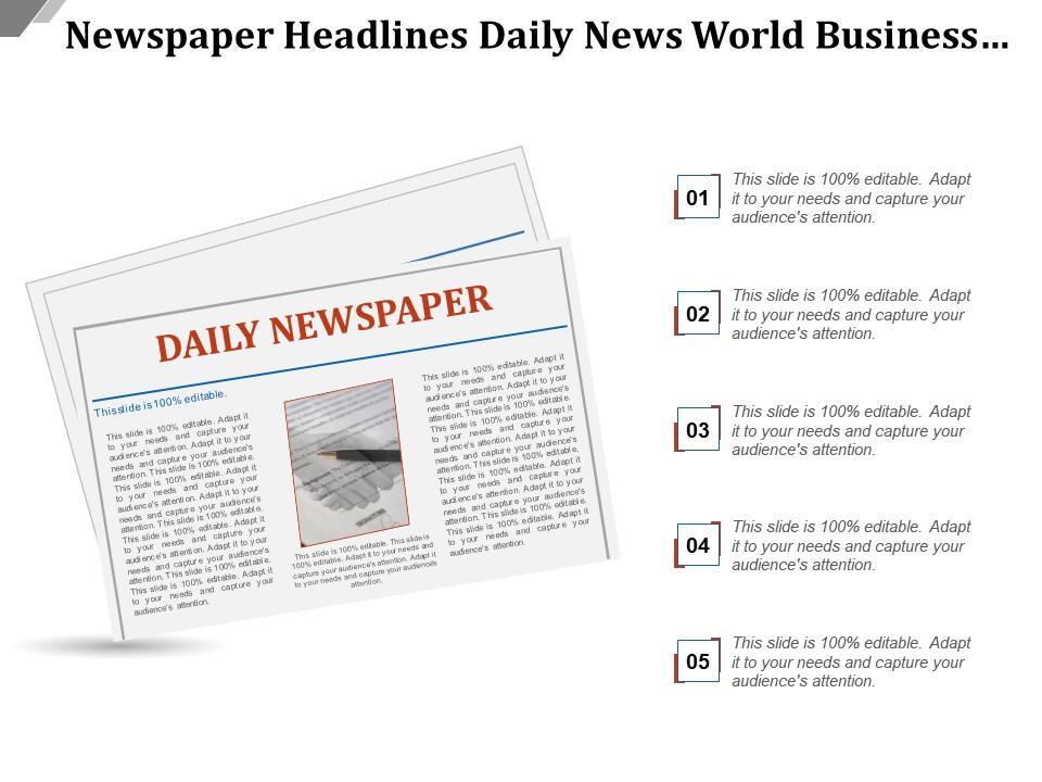 Newspaper headlines daily news world business finance lifestyle travel Slide01
