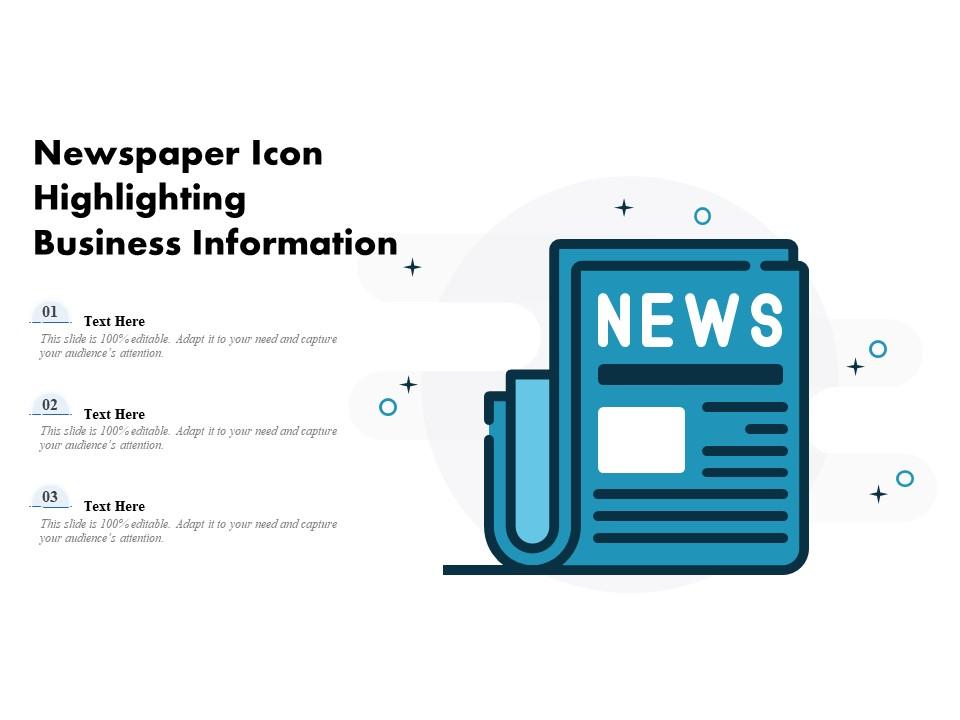Newspaper icon highlighting business information Slide01