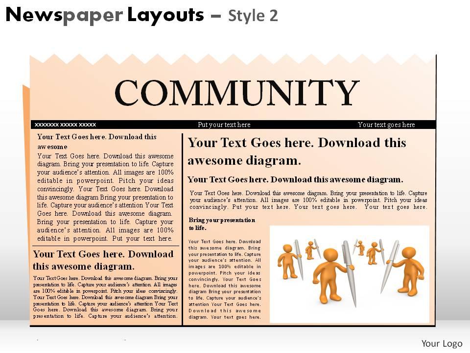 Newspaper layouts style 2 powerpoint presentation slides Slide01