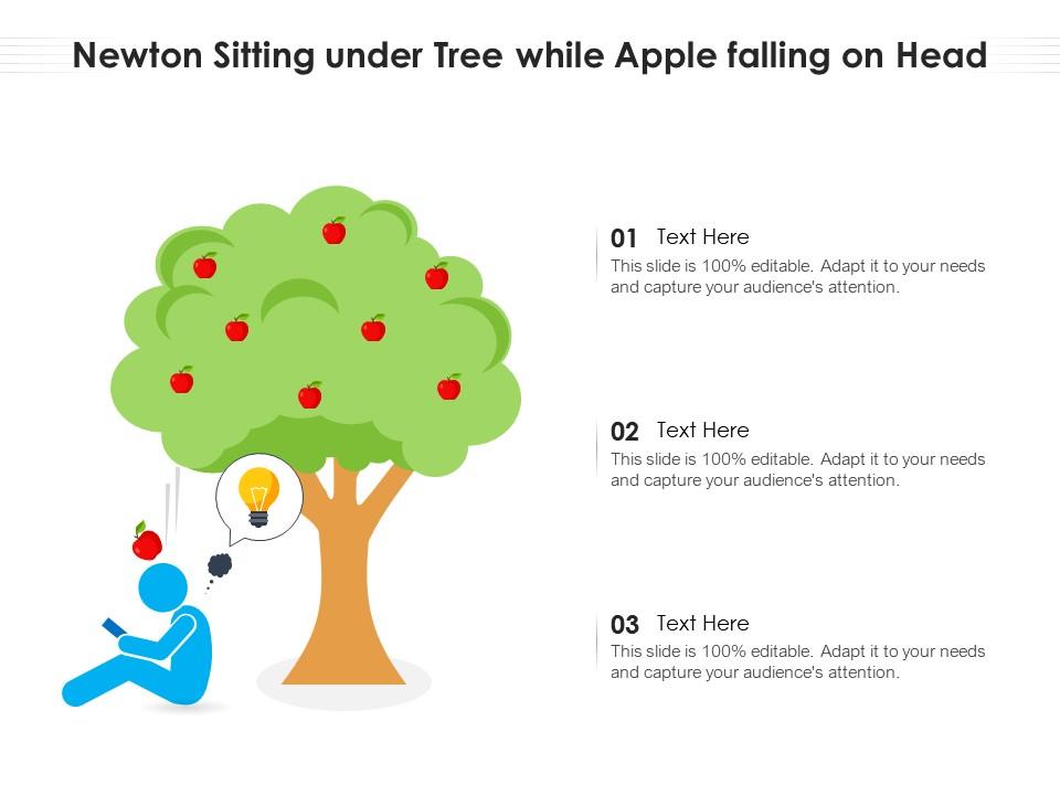 Newton Sitting Under Tree While Apple Falling On Head | Presentation  Graphics | Presentation PowerPoint Example | Slide Templates