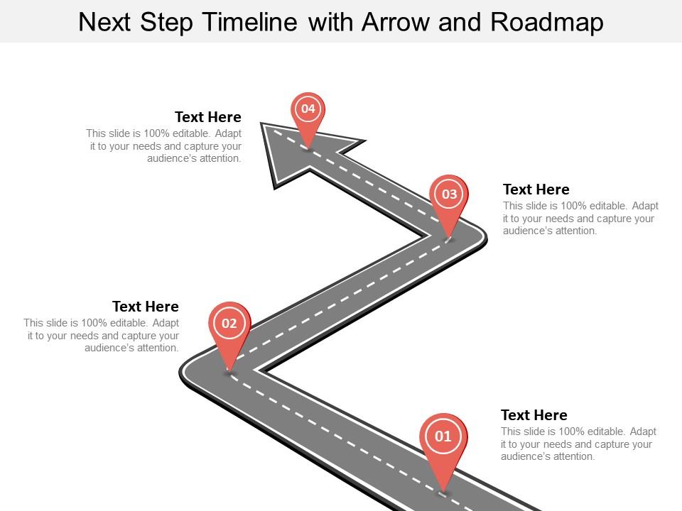Next step timeline with arrow and roadmap Slide01