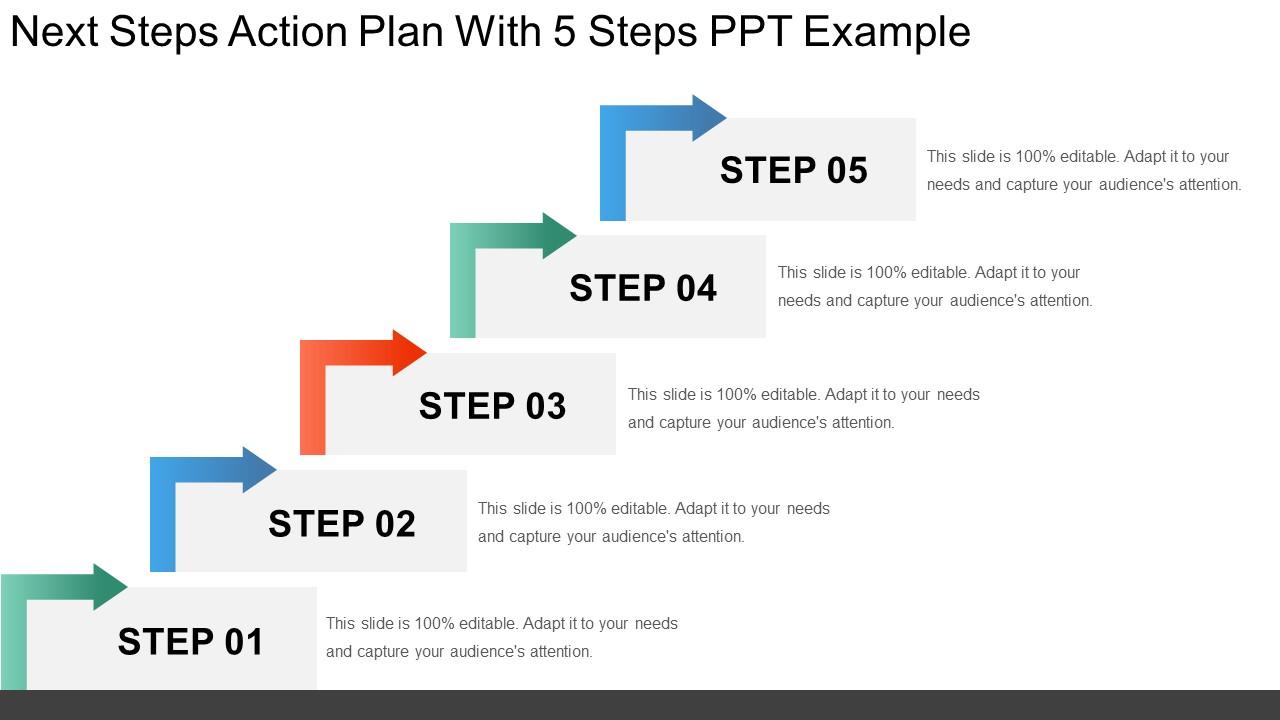 Next steps action plan with 5 steps ppt example Slide01