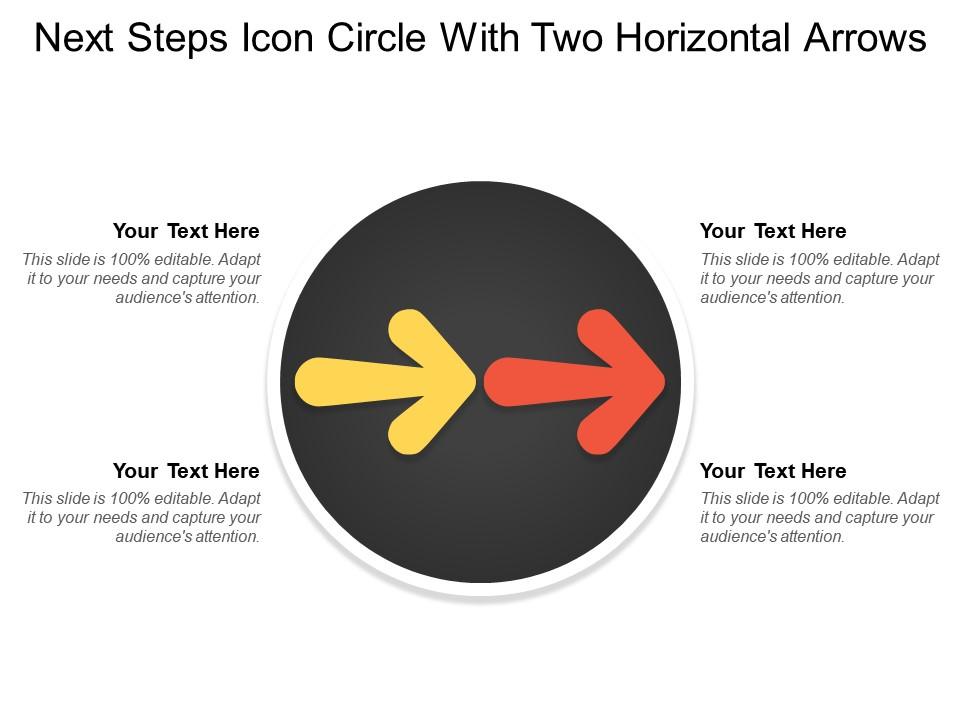 Next steps icon circle with two horizontal arrows Slide01