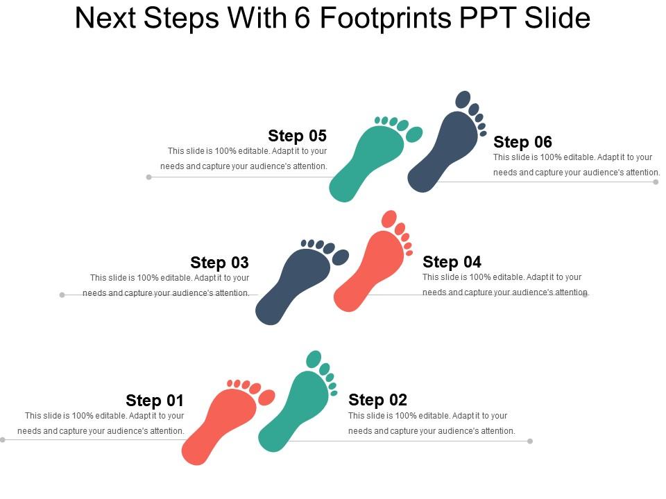 Next steps with 6 footprints ppt slide Slide01