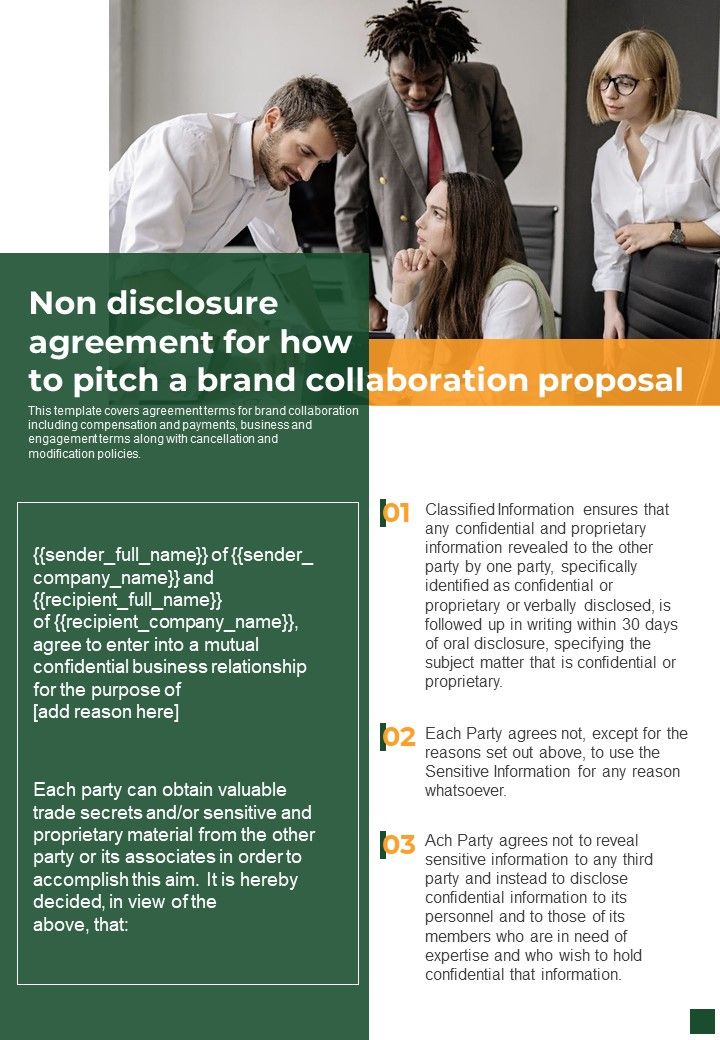 Non Disclosure Agreement For How To Pitch A Brand Collaboration