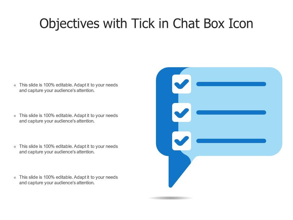 Objectives with tick in chat box icon Slide01