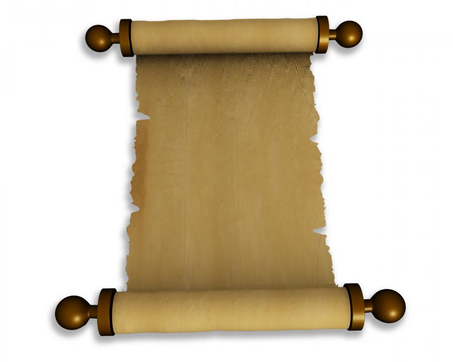 Old Brown Scroll Paper On White Background Stock Photo