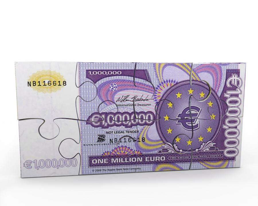One million euro on puzzle stock photo Slide00