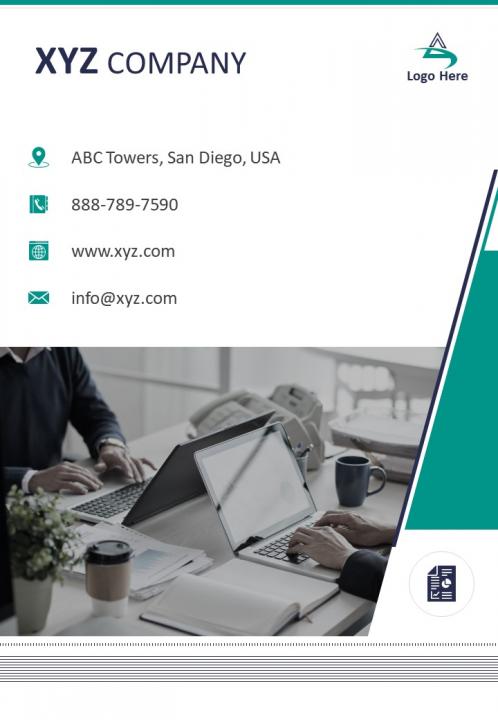 One page contact us page annual report and financial statement infographic ppt pdf document