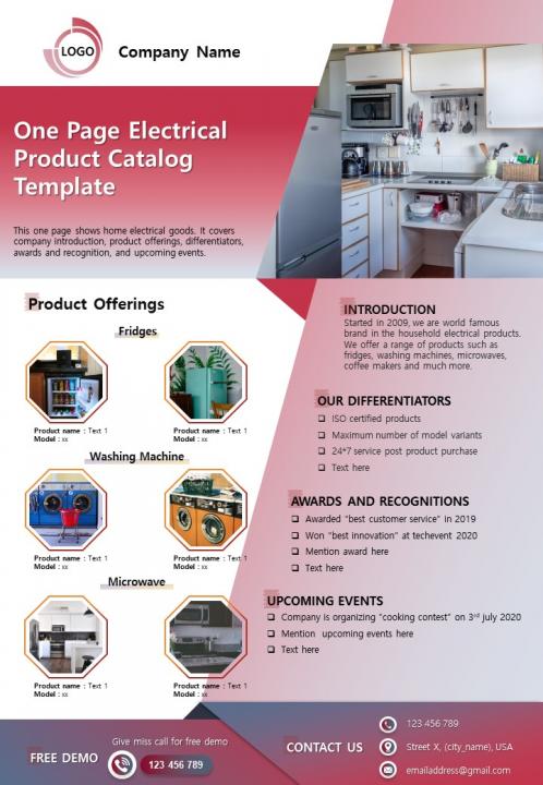 One Page Electrical Product Catalog