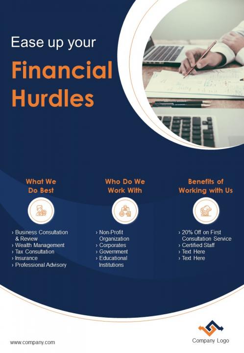 One page financial services brochure template Slide01