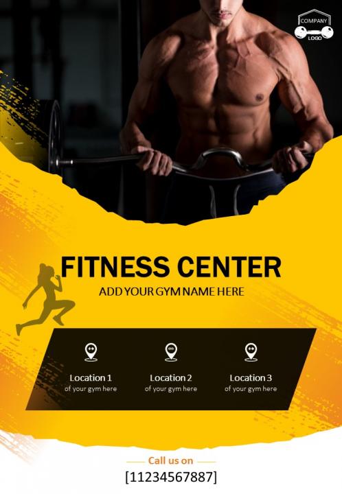 One page sports and wellness gym brochure template Slide01
