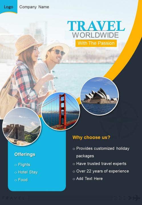 One page world travel brochure template Slide01