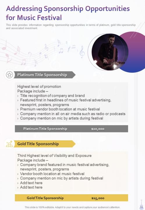 One pager music festival sponsorship proposal template Slide14