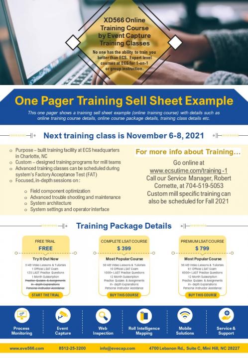One pager training sell sheet example presentation report infographic ppt pdf document Slide01