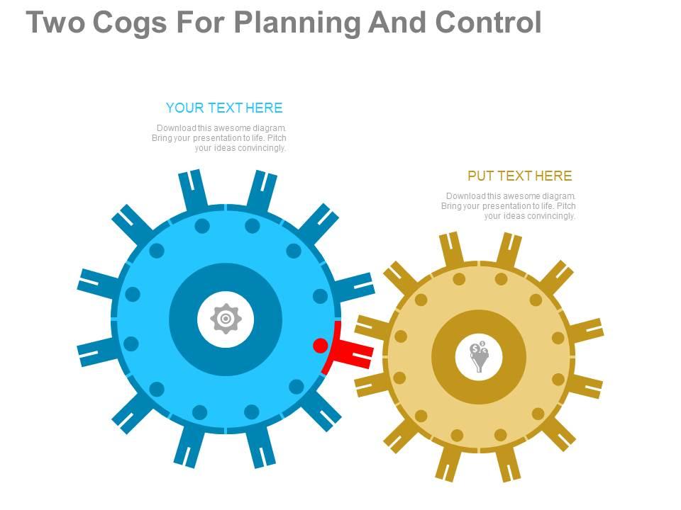 one_two_cogs_for_planning_and_control_flat_powerpoint_design_Slide01