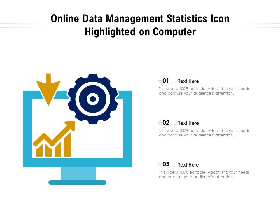 Online data management statistics icon highlighted on computer