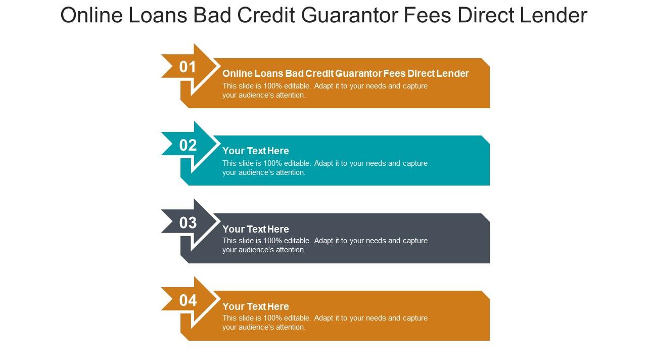 Online loans bad credit guarantor fees direct lender ppt powerpoint presentation slides example cpb Slide01