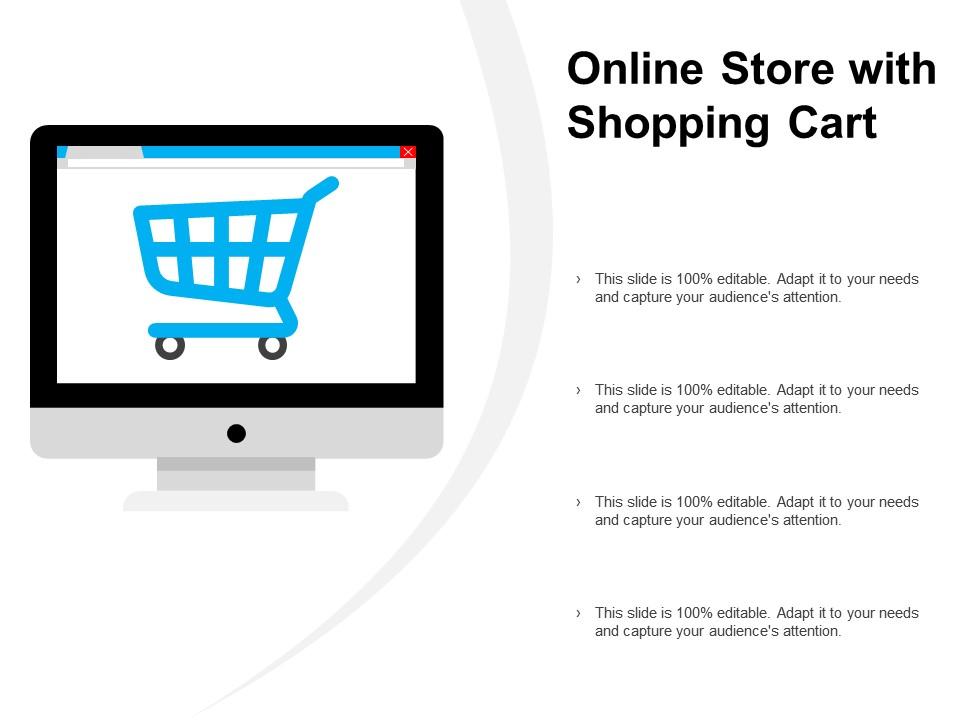 Online Store With Shopping Cart PowerPoint Slide Clipart Example of