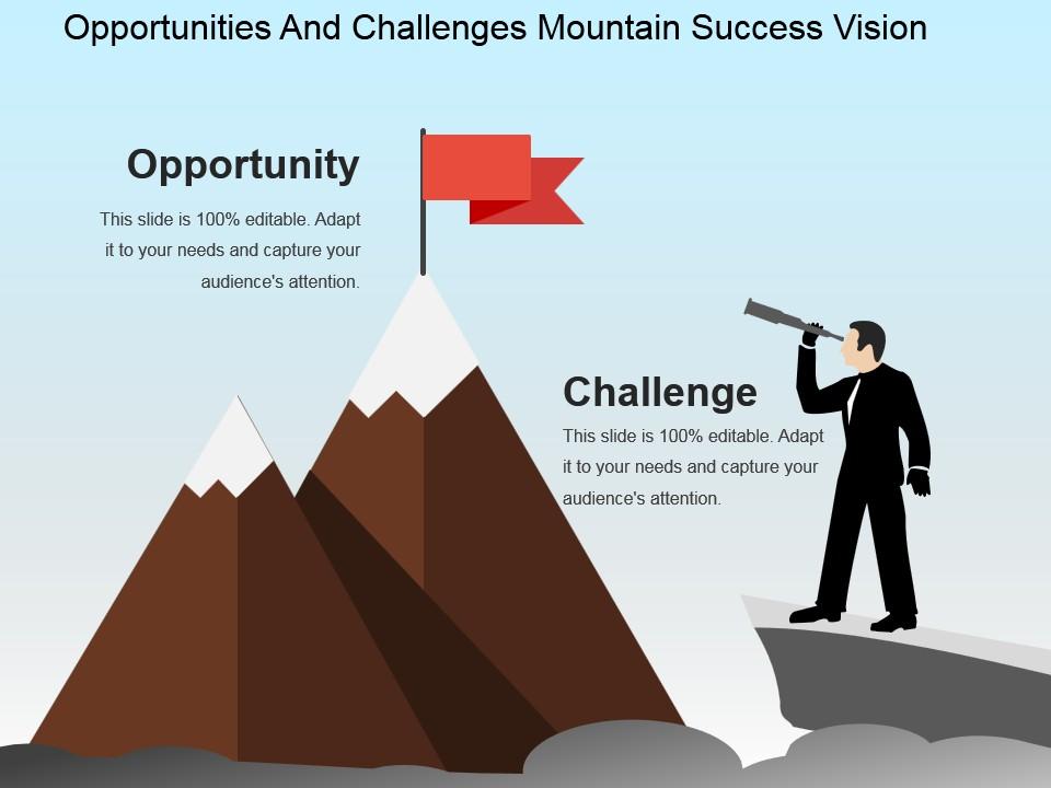 Opportunities and challenges mountain success vision powerpoint slide deck template Slide00