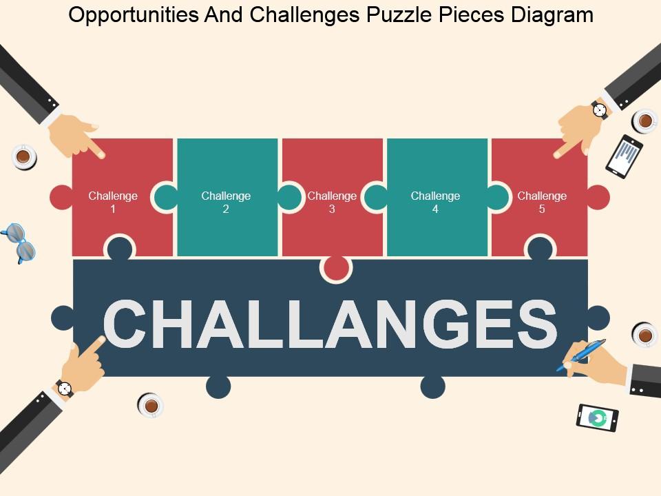 Opportunities and challenges puzzle pieces diagram powerpoint slide designs Slide01