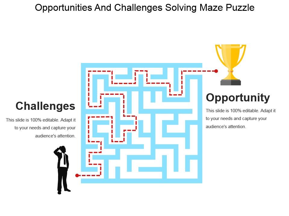Opportunities And Challenges Solving Maze Puzzle Powerpoint Slide Rules