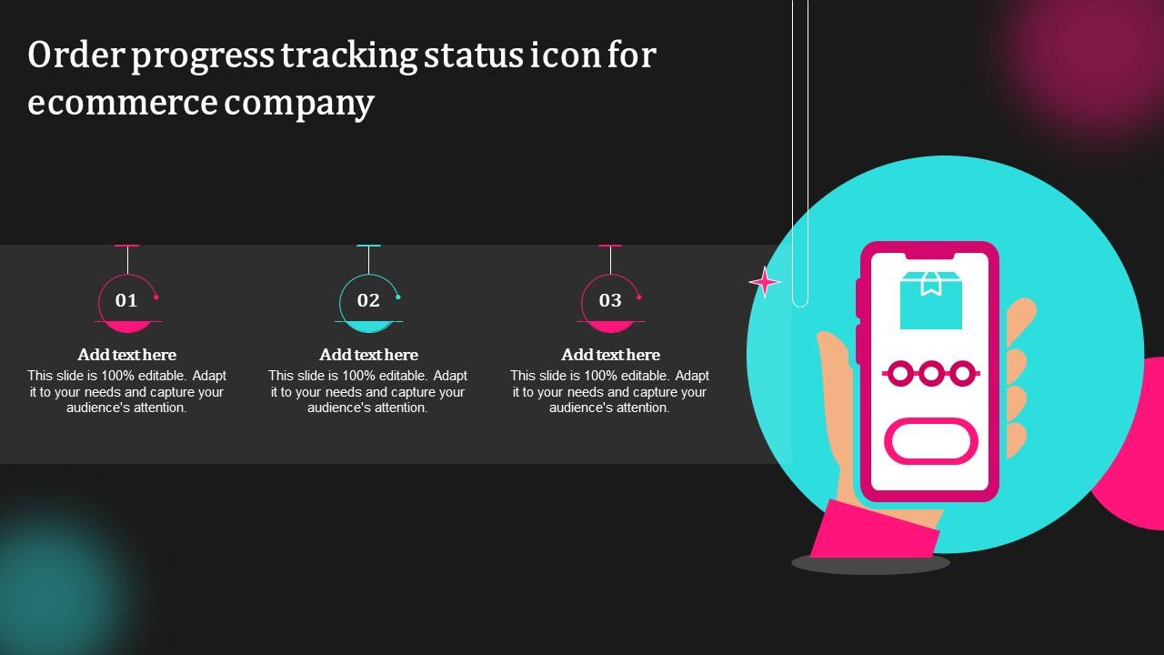 Order Progress Tracking Status Icon For Company PPT Example