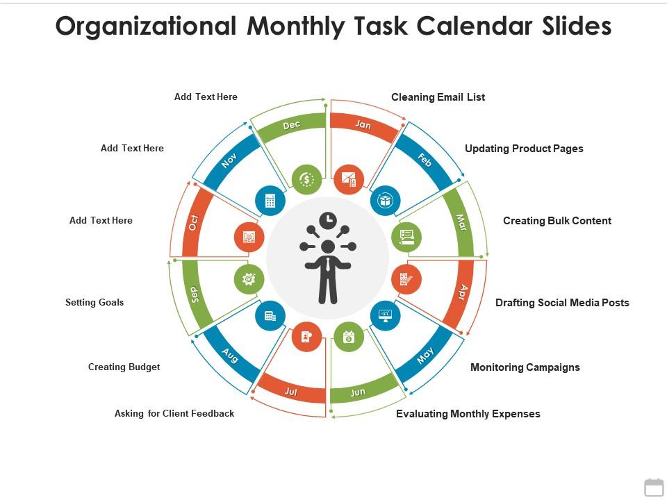 Organizational monthly task calendar slides Slide00