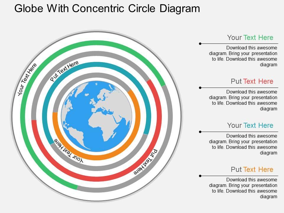 ot Globe With Concentric Circle Diagram Flat Powerpoint ...