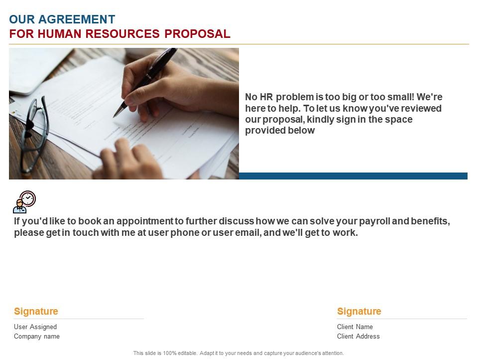 Our Agreement For Human Resources Proposal Ppt Powerpoint Presentation Model