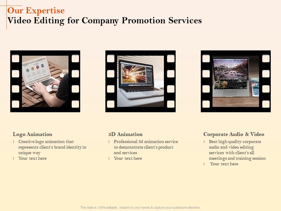 Our Expertise Video Editing For Company Promotion Services Ppt Ideas Presentation Graphics