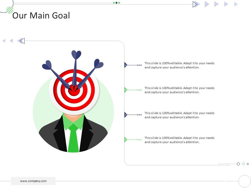 Our main goal mckinsey 7s strategic framework project management ppt designs Slide01
