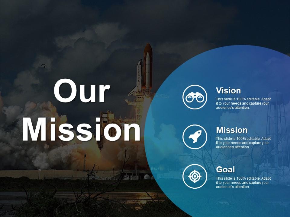 Our mission vision goal ppt outline example introduction Slide01