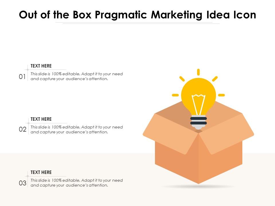 Out of the box pragmatic marketing idea icon Slide01