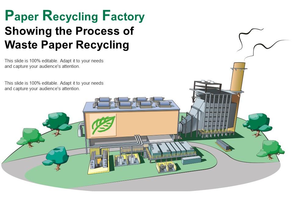 Paper recycling factory showing the process of waste paper recycling Slide01