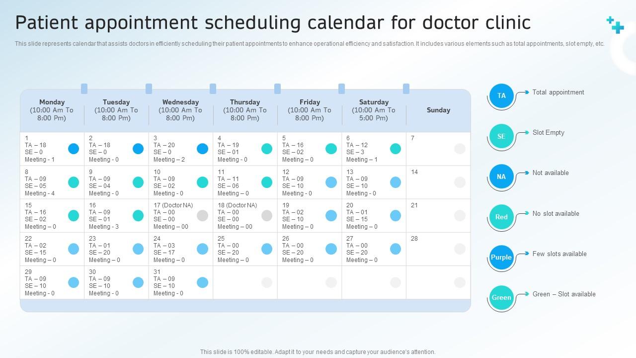 Patient Appointment Scheduling Calendar For Doctor Clinic PPT Example