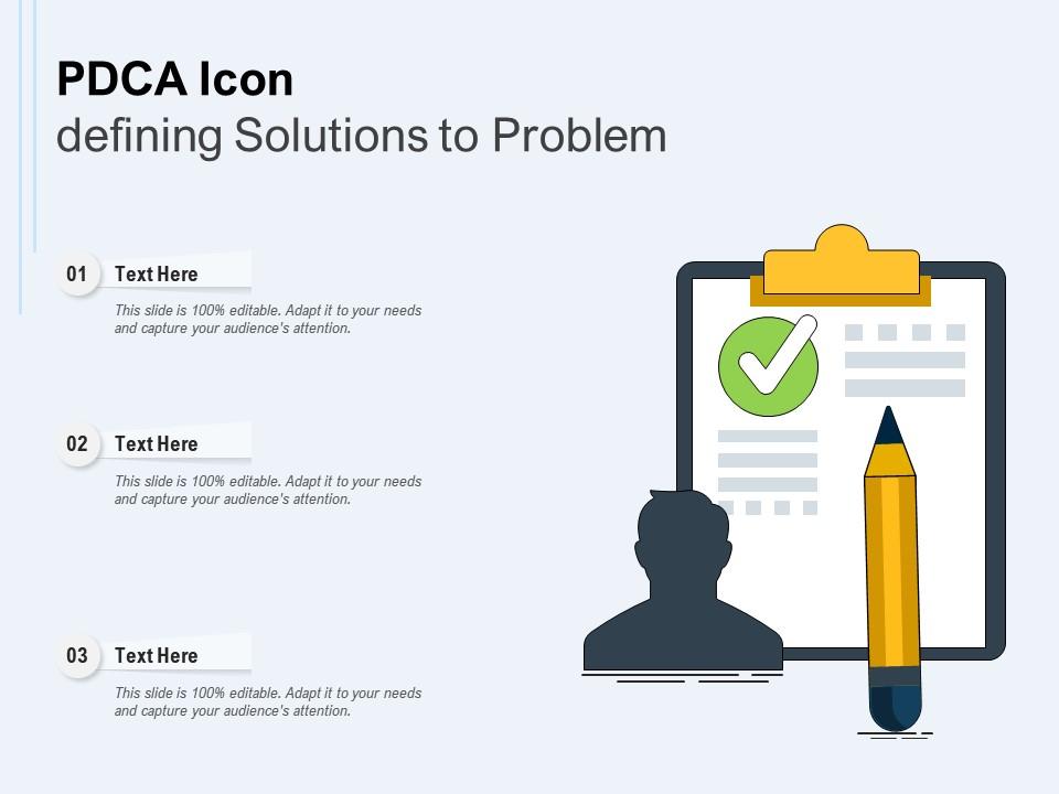 Pdca icon defining solutions to problem Slide00