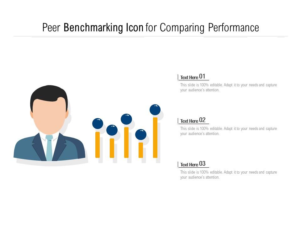 Peer Benchmarking Icon For Comparing Performance PowerPoint Slides