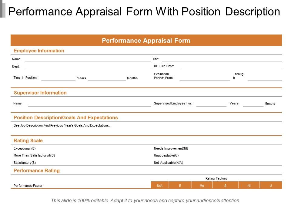 Performance appraisal form with position description Slide01