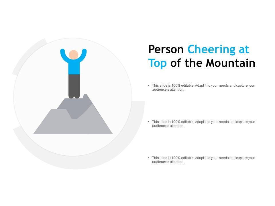 Person cheering at top of the mountain Slide01