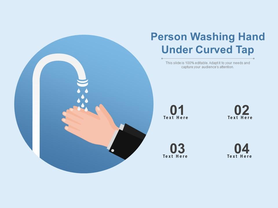 Person washing hand under curved tap Slide00