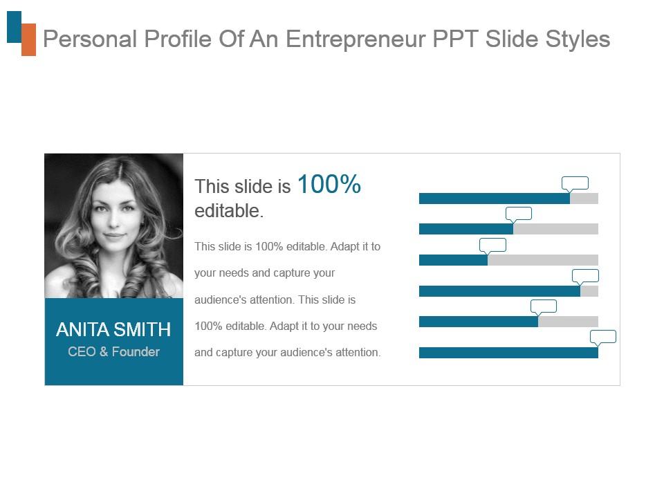Personal profile of an entrepreneur ppt slide styles Slide01
