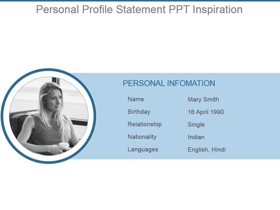 Personal profile statement ppt inspiration Slide01