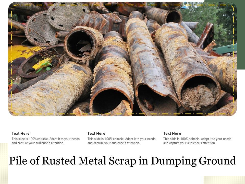 Pile of rusted metal scrap in dumping ground Slide01