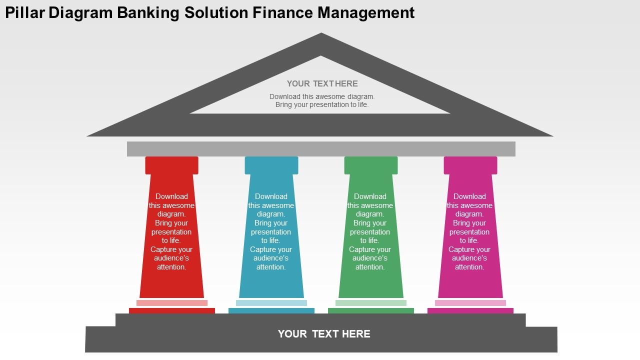 Pillar diagram banking solution finance management flat powerpoint design