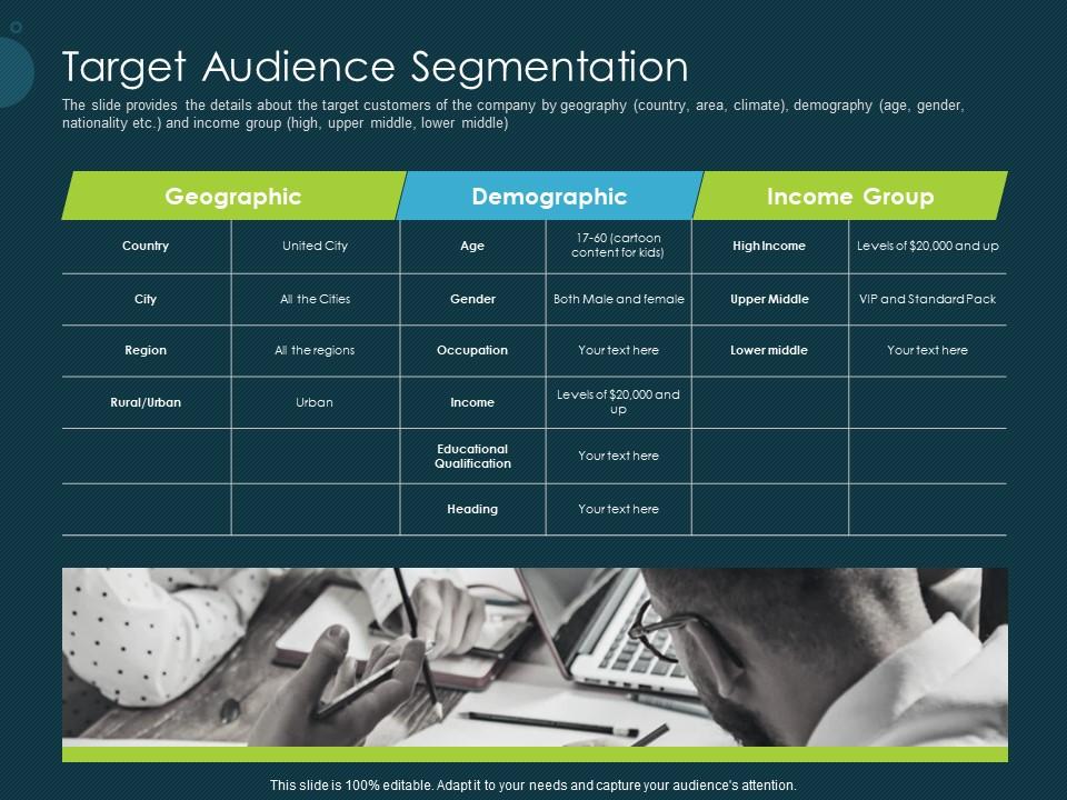 Pitch deck raise funding pre seed capital target audience segmentation ppt styles Slide01