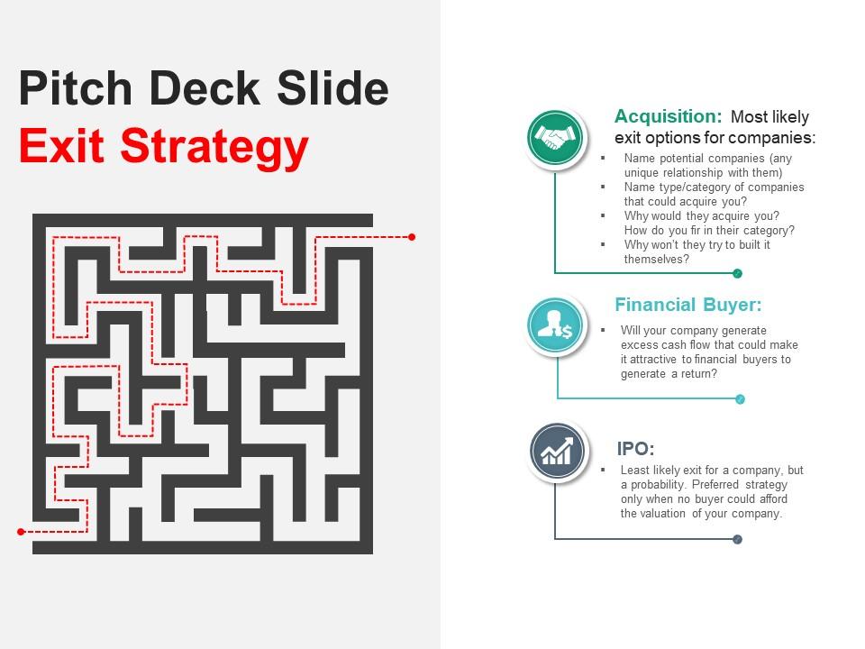 Pitch deck slide exit strategy presentation deck Slide01