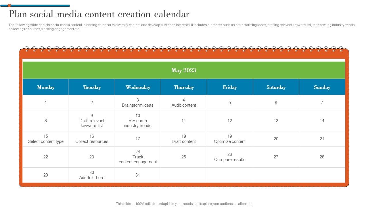 Plan Social Media Content Creation Calendar Understanding Various