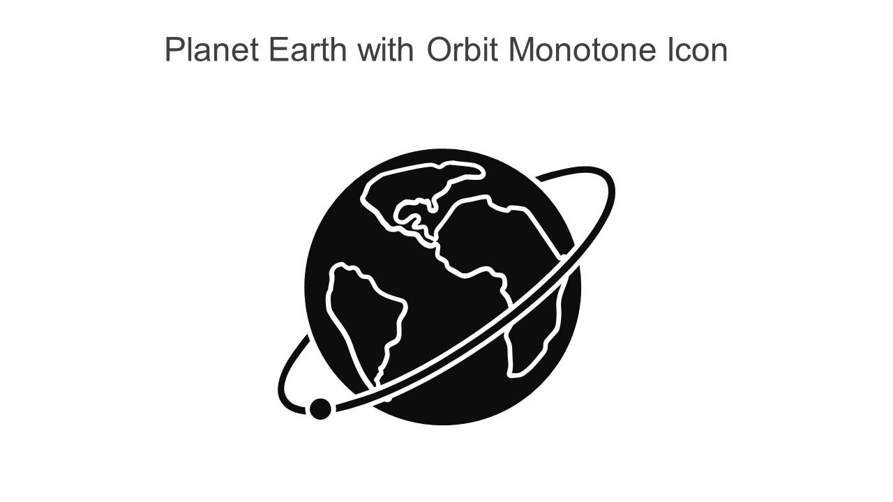 Planet Earth With Orbit Monotone Icon In Powerpoint Pptx Png And Editable Eps Format